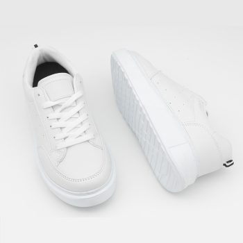 +6 cm Boy Uzatan Gizli Topuklu Beyaz Kadın Spor Ayakkabı, Sneaker