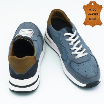 +6 cm Boy Uzatan Gizli Topuklu Hakiki Deri El Yapımı Nubuk Erkek Spor Ayakkabı, Sneaker